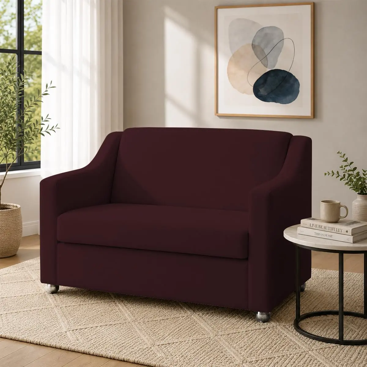 Namoradeira Decorativa Para Sala Recepção Consultório Escritório Mila Suede Cores (Bordô)
