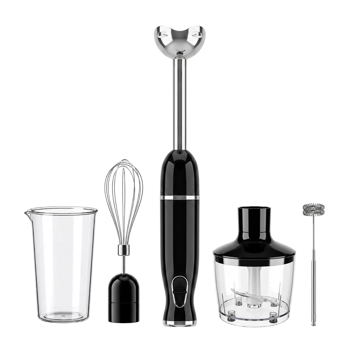 Mixer 5 em 1 800W Mixer Power 2 Velocidade com Lâminas em Aço Inox | Batedor de Ovos, Copo de Moagem de Carne 500ML e Copo Medidor 600ML, para Mixer, Triturador e Batedor, 110V
