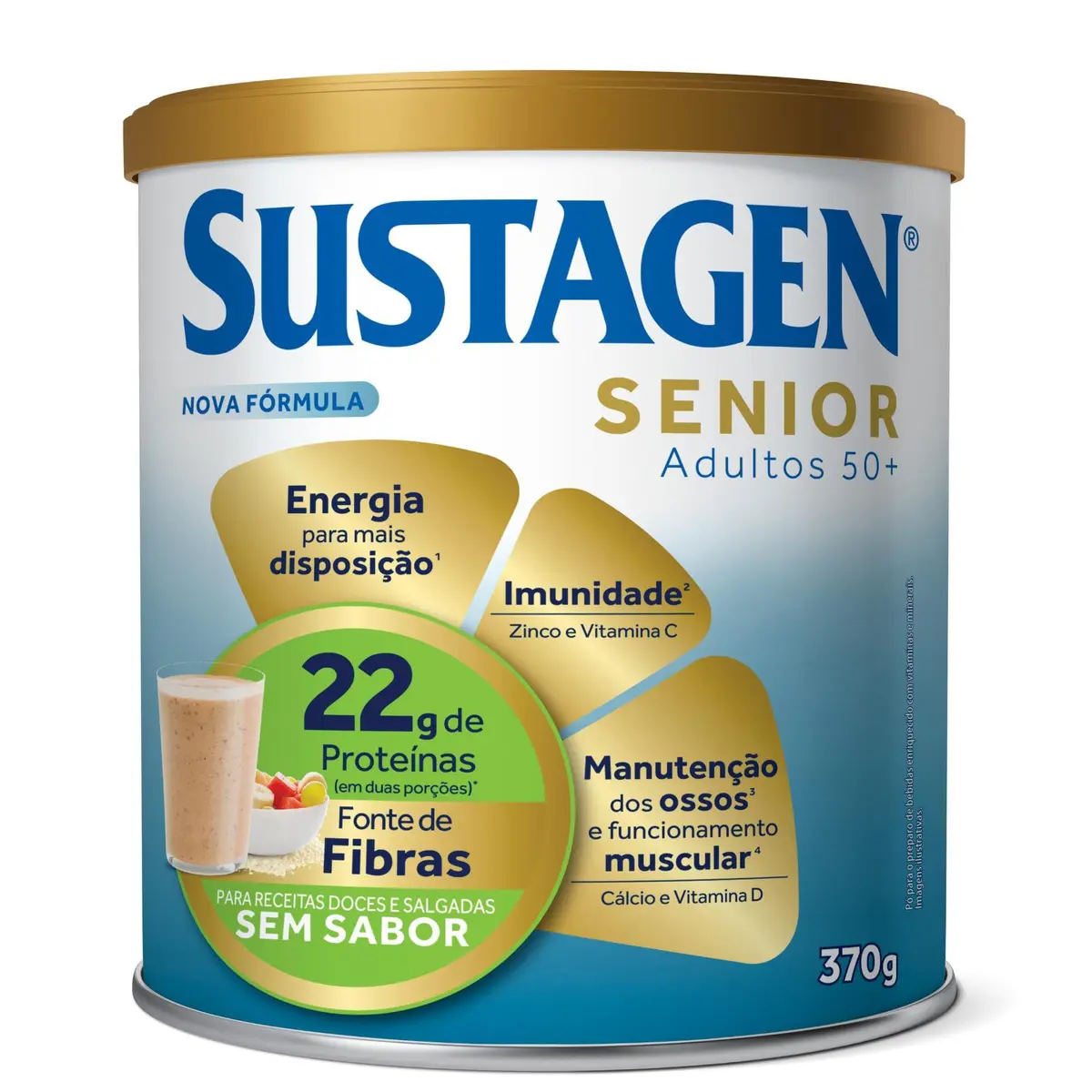 Sustagen Senior Complemento Alimentar 50+ Sem Sabor Lata 370g - 1