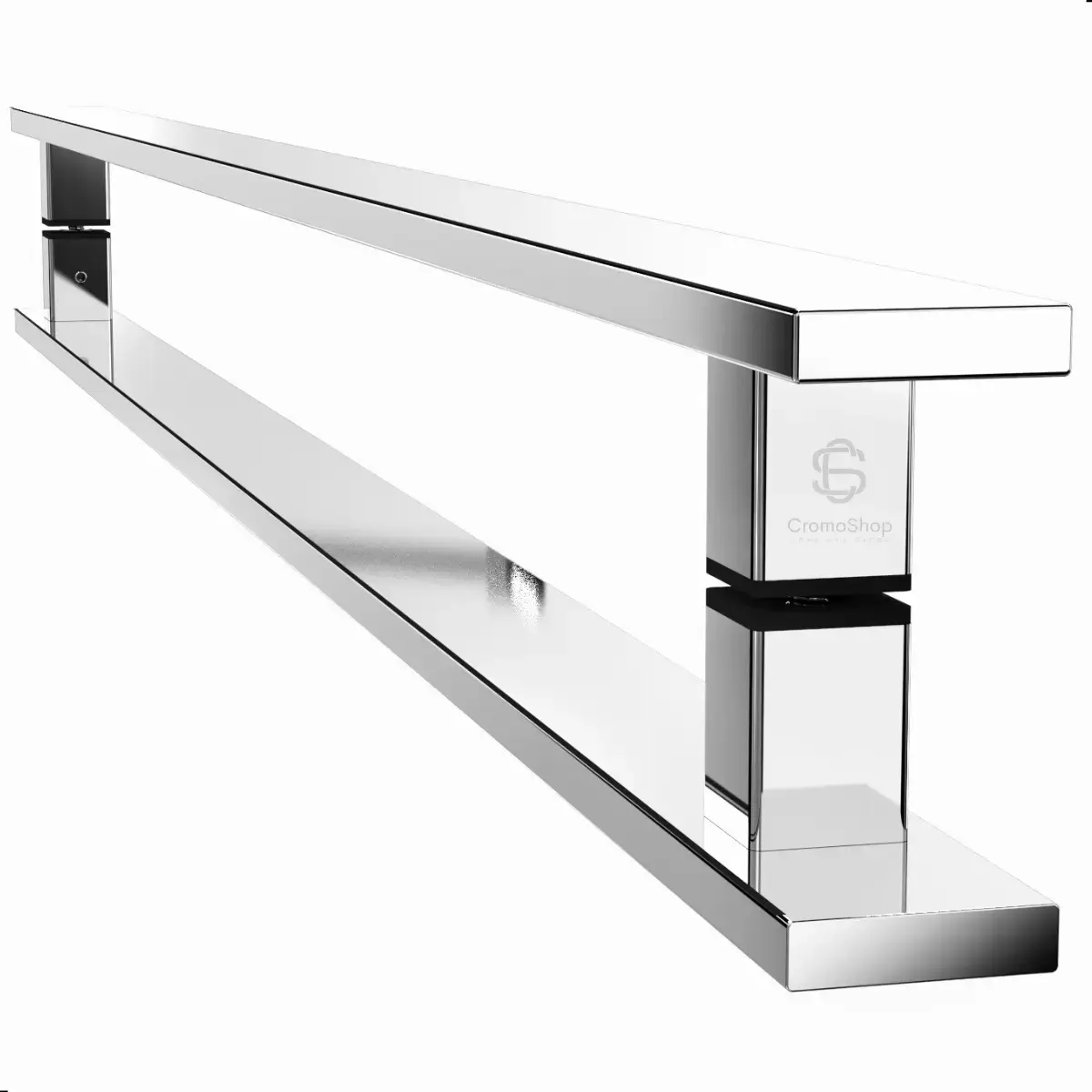 Puxador Inox 1 Metro Para Porta De Madeira, Vidro, De Correr, Pivotante, Alta Resistência - Uso Interno E Externo - Entre Furos De 90 Cm Cromoshop Home And Decor - 1