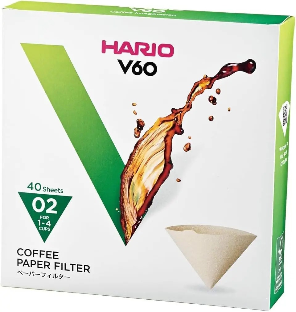Filtro de Papel Natural Para Coador de Café V60, Tamanho 02, Caixa Com 40 Hario 0 Marrom - 1