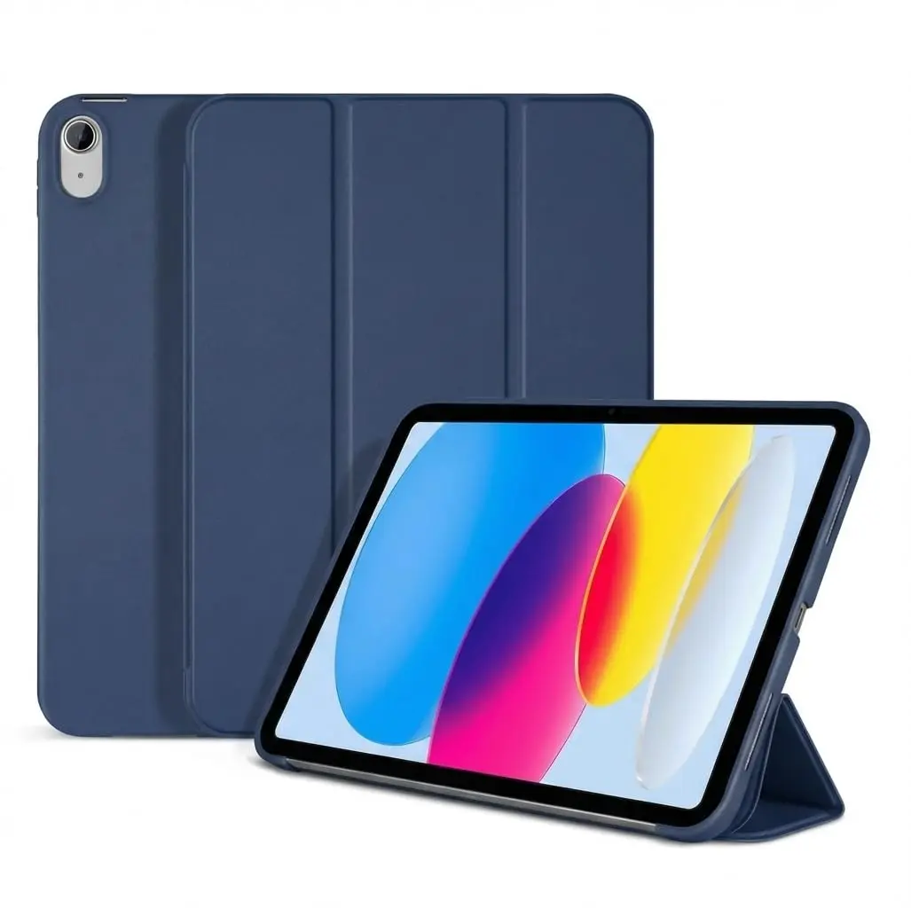 Capa Magnética para iPad 10ª e 11ª Geração MSATech – Case Fino de Silicone Premium com Suporte Ajustável, Função Sleep/Wake Automática e Proteção Translúcida Compatível com Modelos A16 (Azul escuro)