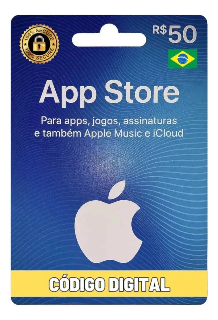 Cartão Gift Card App Store Reais Itunes Brasil Apple 50 Reais - 1