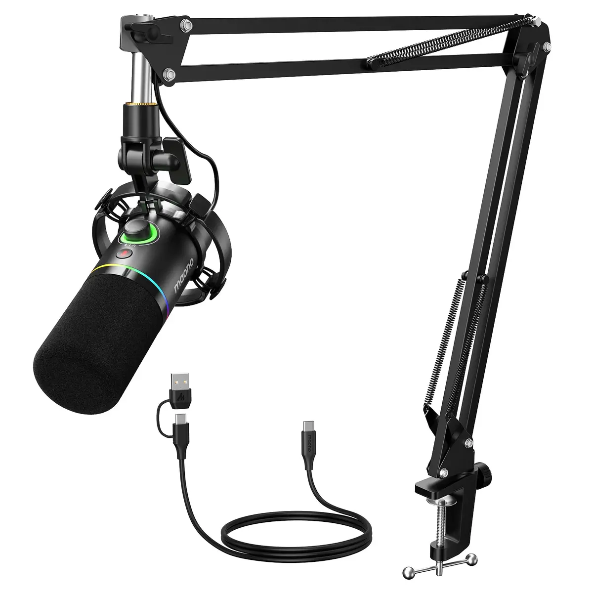 Kit Microfone USB/XLR e braço articulado Maono PD200XS Preto - 1