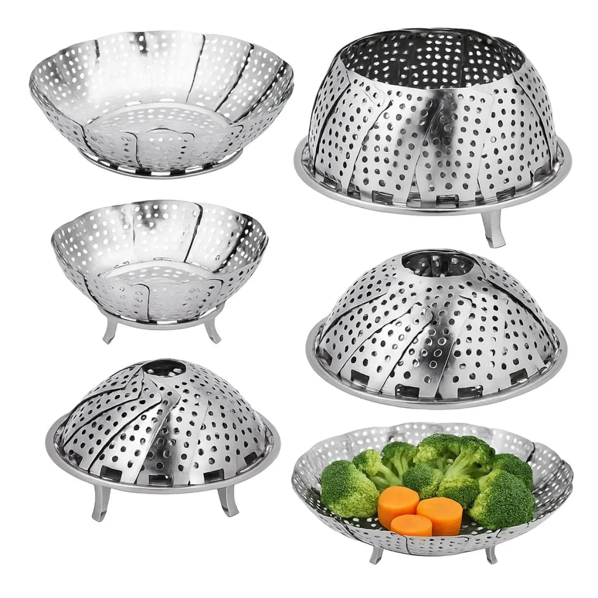 Cesto de Cozimento a Vapor Inox para Legumes Verduras e Ovos Compativel com Panelas Premium