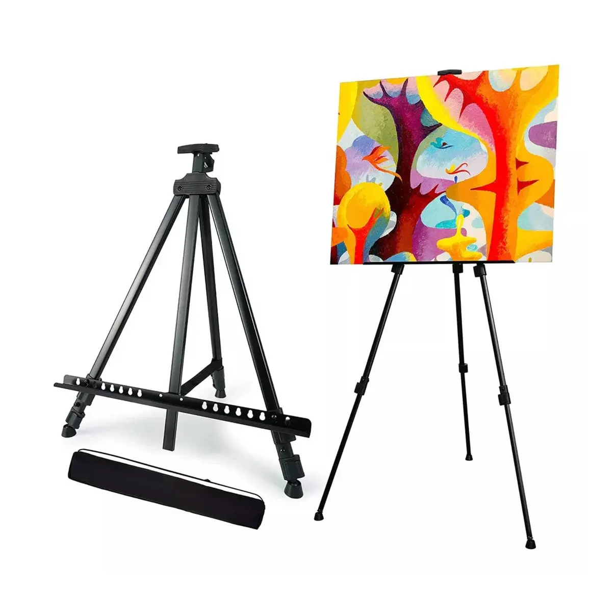 FINYQBET Cavalete para Pintura Portátil Dobrável, Ajustável 50-160cm | Suporta 3kg, Dobrável com Bolsa de Transporte, Pintura, Exposições (Interior/Exterior), para Pintores/Estudantes