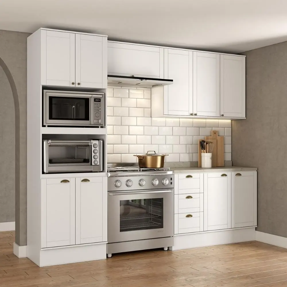 Armário de Cozinha Completa c Balcão Milla Charm Carraro Branco - 1