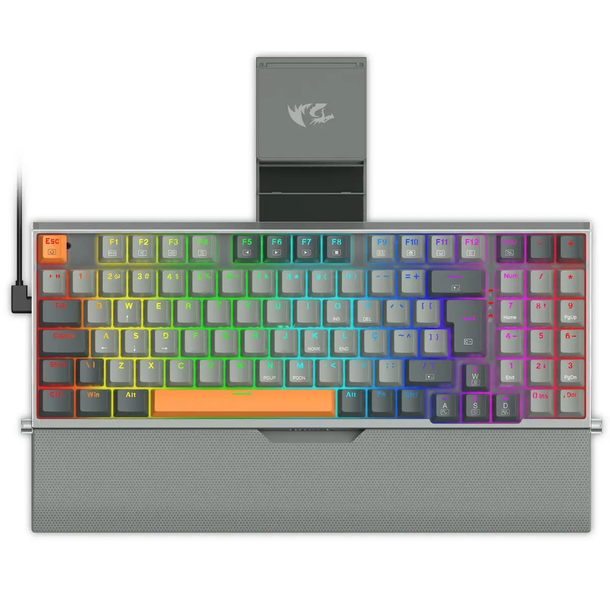 Teclado Mecânico Gamer Redragon Olaf RGB Cinza Compacto Switch Brown K648GG-RGB (PT-BROWN)