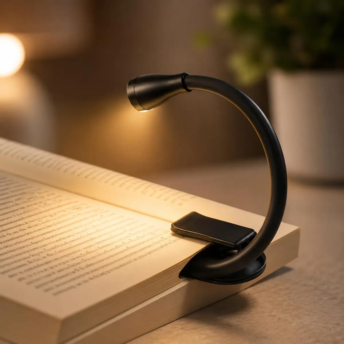 Luz de Leitura LED Recarregável USB para Livros, Iluminação Quente, Neutra e Fria, Ideal para Estudar e Ler à Noite, Design Compacto Premium – Qualidade Premium LNMAX® (Preto) - 1