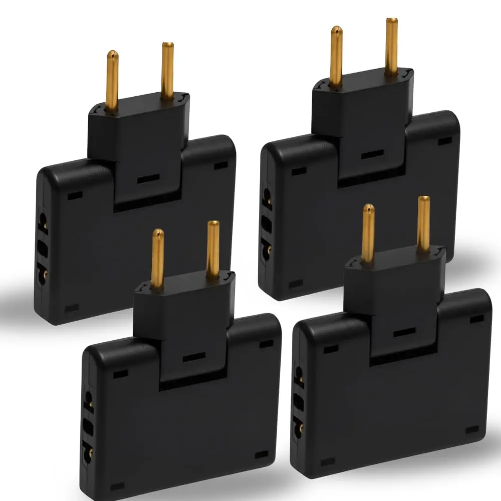Kit Com 4 Adaptadores de Tomada Articulado 3 Saídas, Triplo Dobravel 10A Bivolt, Plug Universal 3 Pinos – Benjamin T Articulável para Parede, Escritório e Viagens. (4)