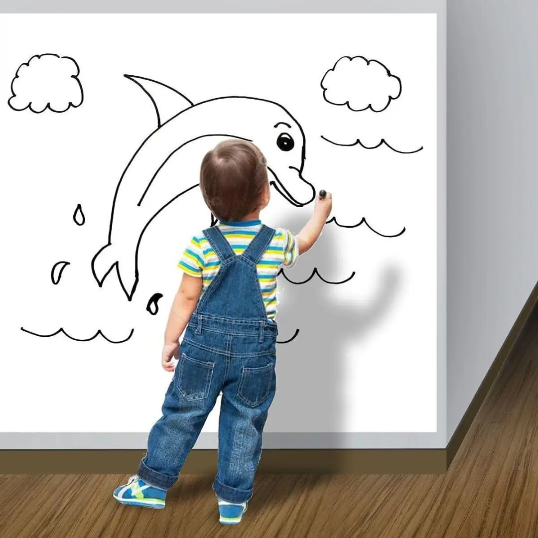 Adesivo de Parede Quadro Branco com Marcador, Lousa Vinil, Para Escrever E Apagar, Adesivo De Parede Infantil, Escolar, Escritório, Reutilizável, Lavável, 2m x 45cm