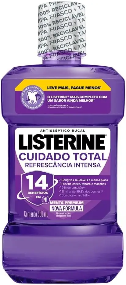 Enxaguante Bucal Listerine Cuidado Total, Menta, 500ml
