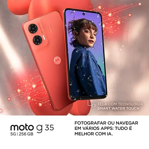 Smartphone Motorola Moto g35 5G - 256GB 12GB (4GB RAM+8GB Ram Boost) e Camera 50MP com AI NFC Tela 6.7" com Superbrilho - Cinza Vegan Leather thumbnail 3