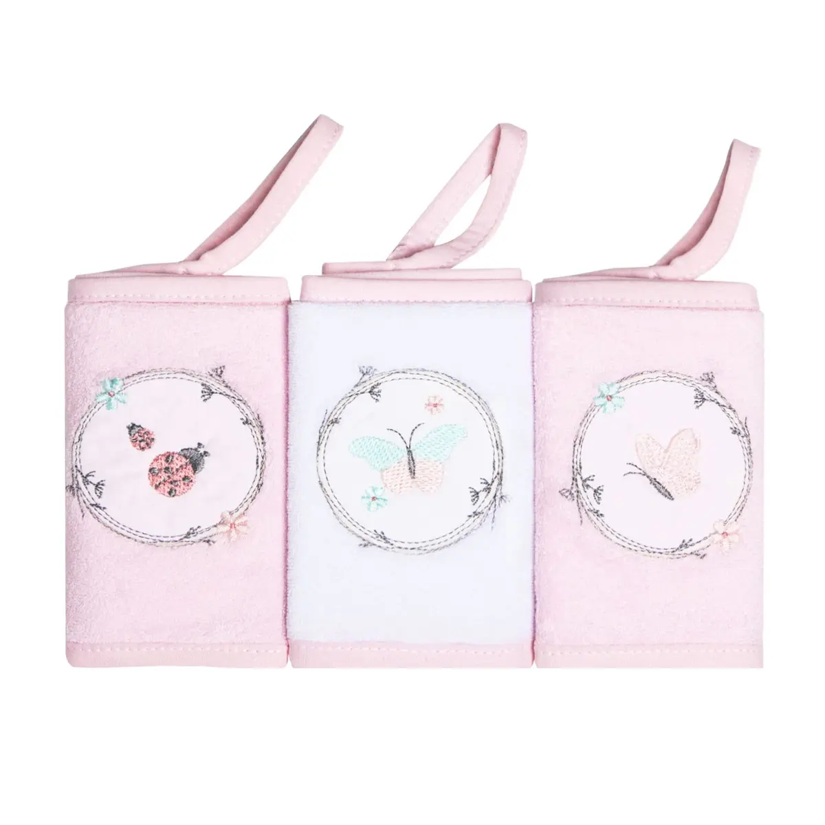 Papi Textil Paninho De Boca Atoalhado Bord. Karinho C/Prendedor De Chupeta 30Cm X 30Cm Contém 03 Un