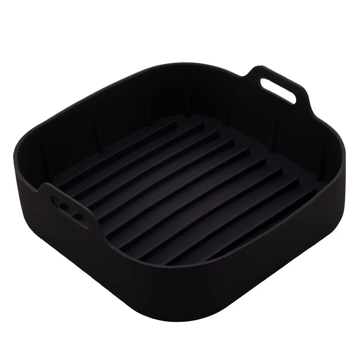 LYOR - Forma Quadrada de Silicone para Air Fryer Preta 20Cm x 7Cm - 1