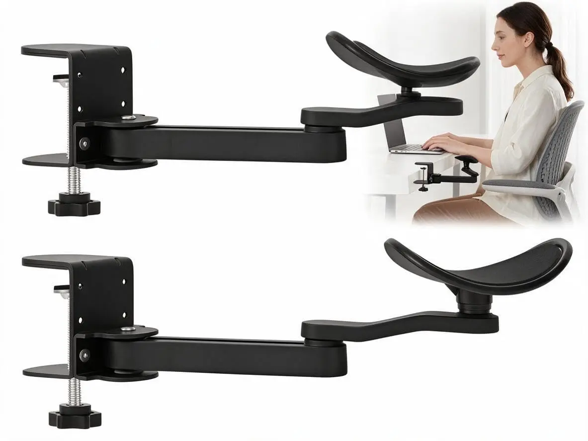 Apoio de Braço Ajustável, Suporte de Mesa Universal, Bandeja Extensora de Mesa Giratória Ajustável, Apoio de Pulso