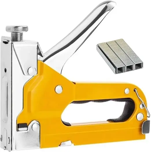 Grampeador Tapeceiro Profissional 3 em 1 de Alta Pressão com 600 Grampos – Grampeador Manual para Estofador, Madeira, Artesanato e Uso Doméstico (1)