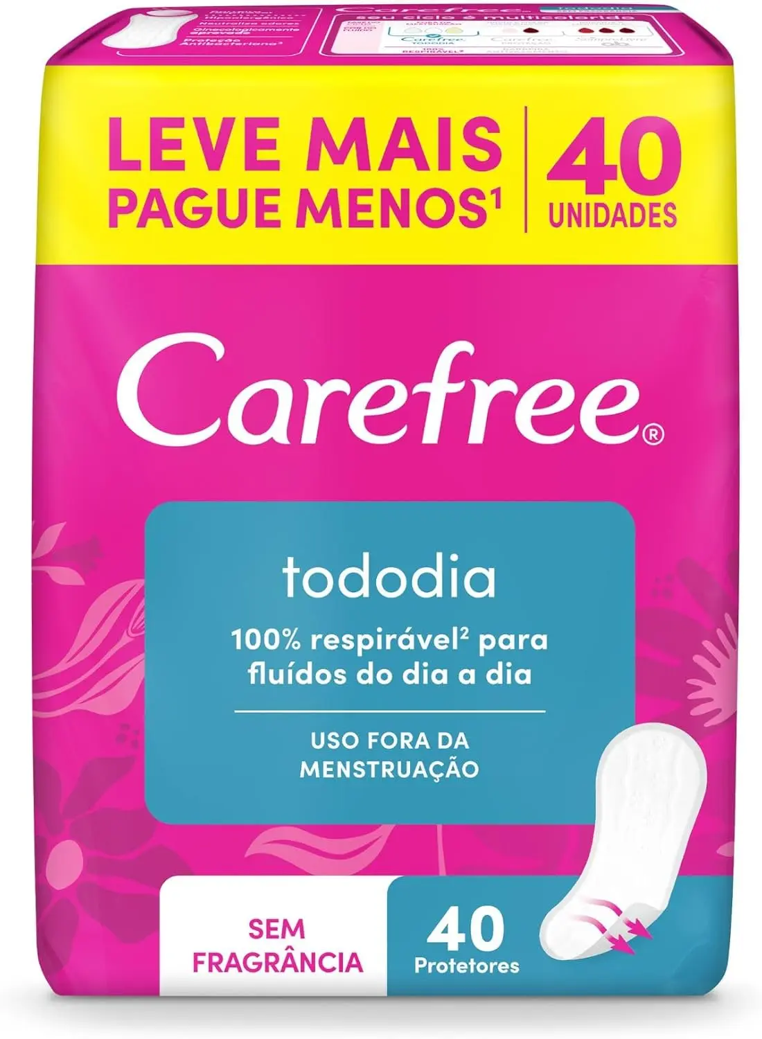 Protetor Diário Carefree Todo Dia, Sem Perfume, 40 Unidades - 1
