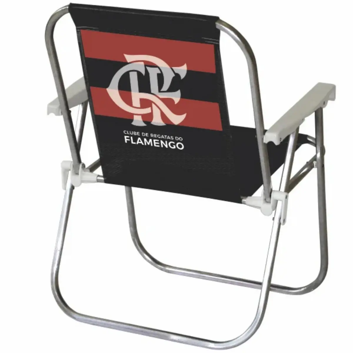 Cadeira de Praia Varanda Alta Licenciada Flamengo, BTF, 90kg, Preta | Orgulho rubro-negro e praticidade no transporte - 1