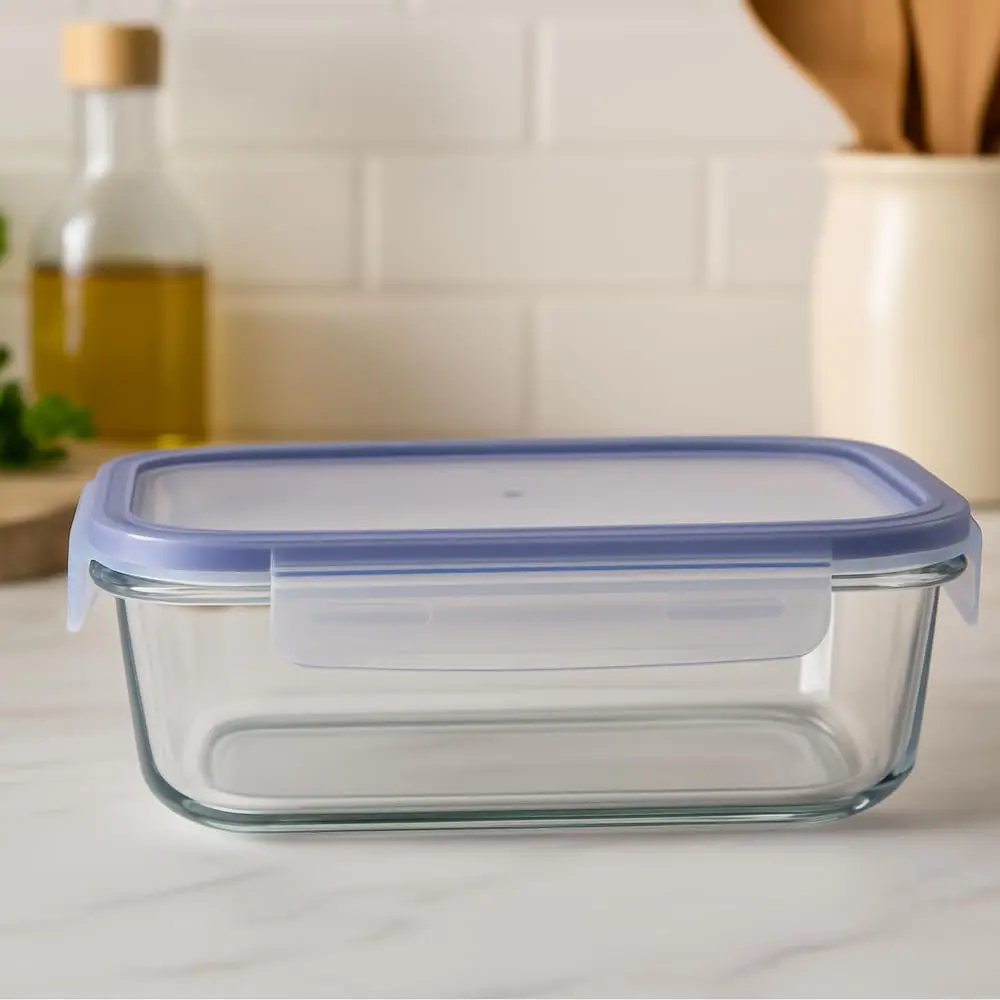 Pote de Vidro Retangular Hermético com 4 Travas 1500 ML
