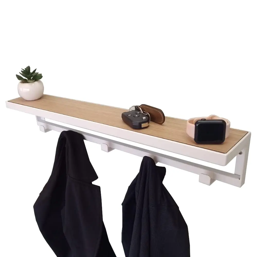 Cabideiro Strassis Design SD-3504 Metal e MDF Cor: Branco - 1
