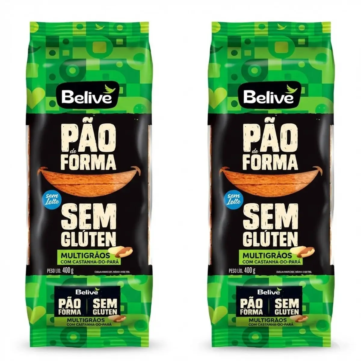 Kit com 2 Pães - Pão de Forma Multigrãos BELIVE Sem Glúten 400g - Integral Macio e Fofinho - Sem Lactose, Zero Gordura Trans - Para Sanduíches e Lanches Saudáveis