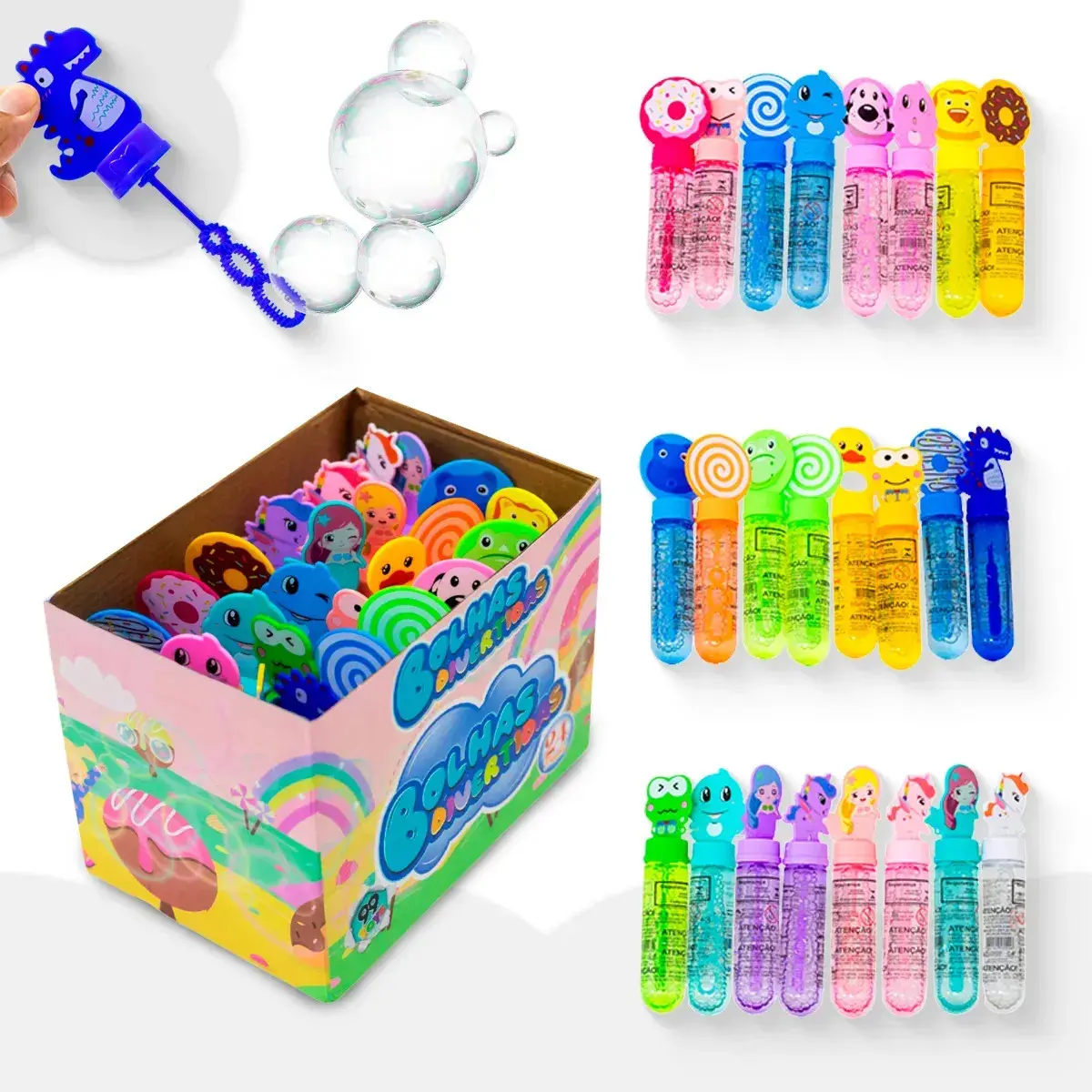 Kit 24 Bolhas De Sabão Brinquedo Lança Bolinha Refil Lembrancinha Aniversario Atacado Sortido Infantil Criança - 1