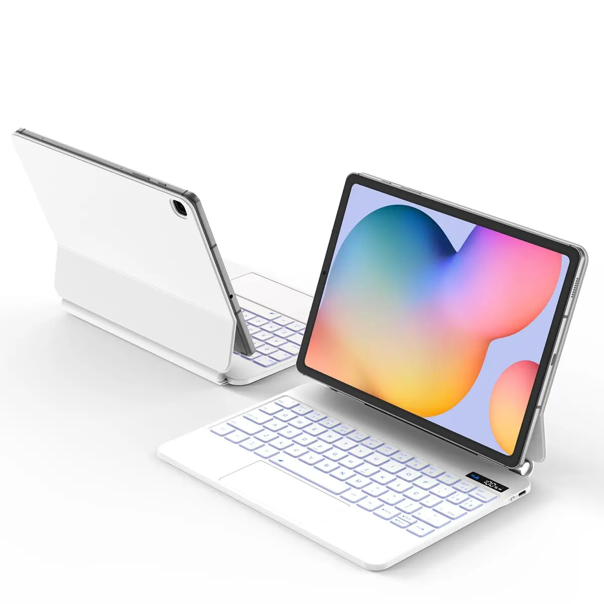 BETTDOW Capa com Teclado e Trackpad para Samsung Galaxy Tab S6 Lite 10.4" Polegadas, 2024 SM-P620/P625/2022 SM-P613/P619/2020 SM-P610/P615/P617, Flexível e portátil teclado Bluetooth sem fio branco