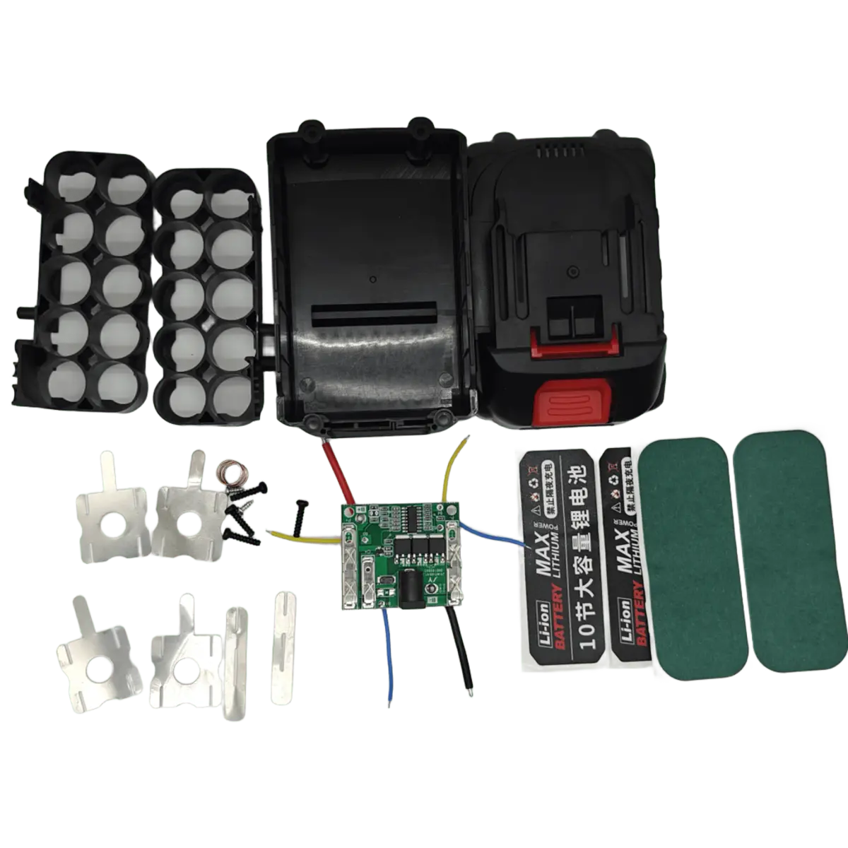 Caixa de Bateria para Parafusadeira 18V 21V, Suporte para 5x 10x 15x Baterias 18650, BMS 5S 50A com Níquel para Soldagem, Adequado para Uso com Furadeiras Elétricas de 6Ah a 14Ah