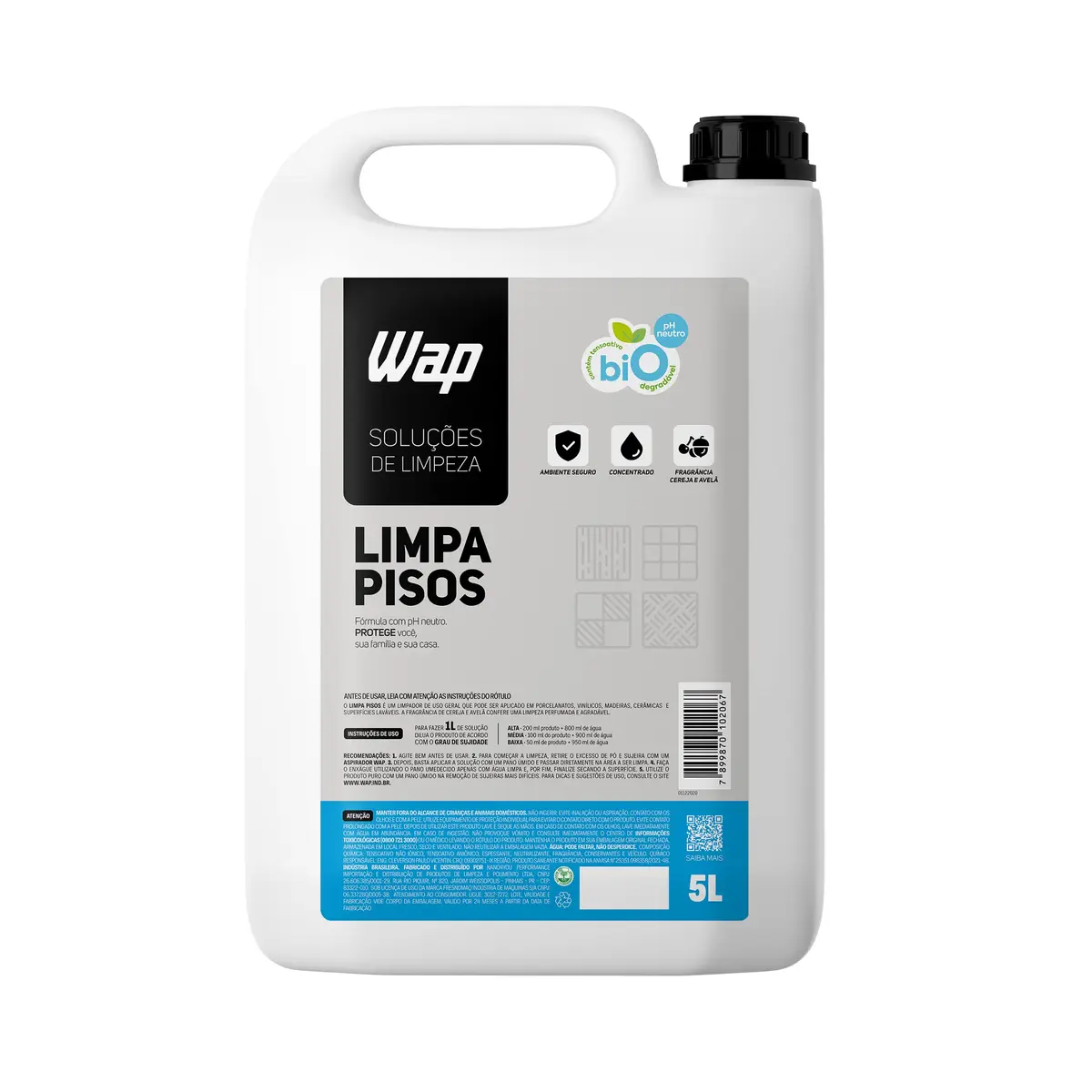 Limpador de Porcelanatos Pisos e Superfícies WAP LIMPA PISOS 5 LITROS, Branco e azul