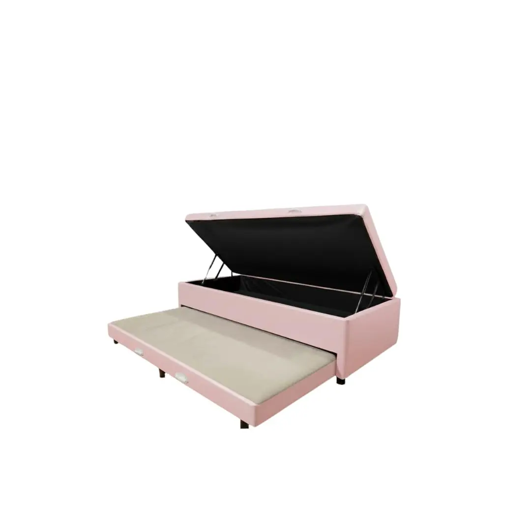 Cama Box Baú Solteiro, CORINO ROSA - 1