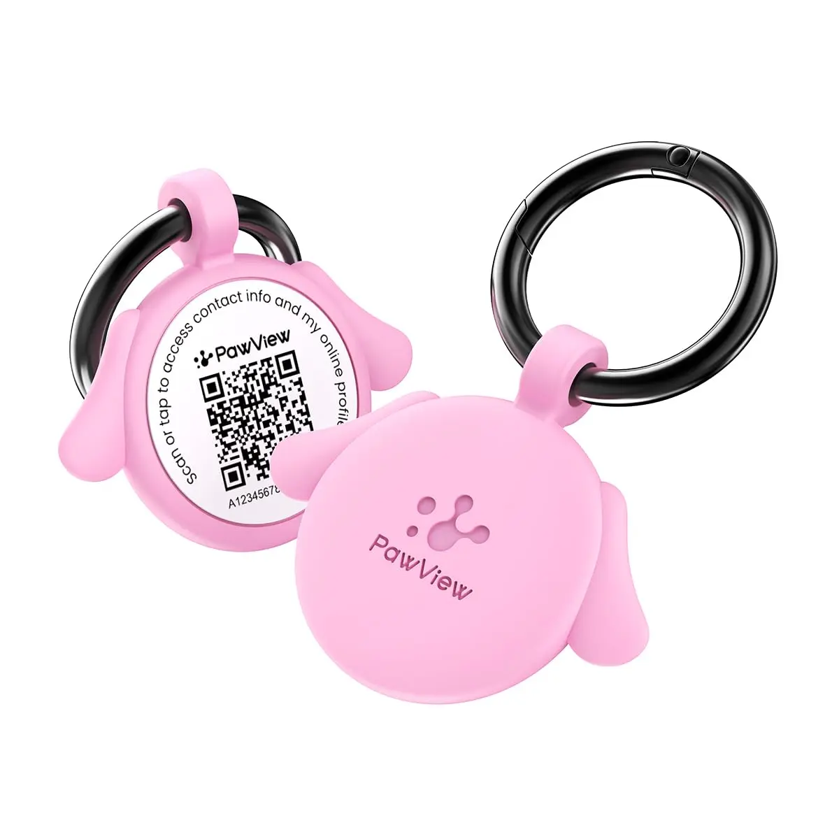 PawView Plaquinha de Identificação para Pet com QR Code e NFC Rosa | Tag Silenciosa Resistente à Água para Cães e Gatos, Silicone Durável