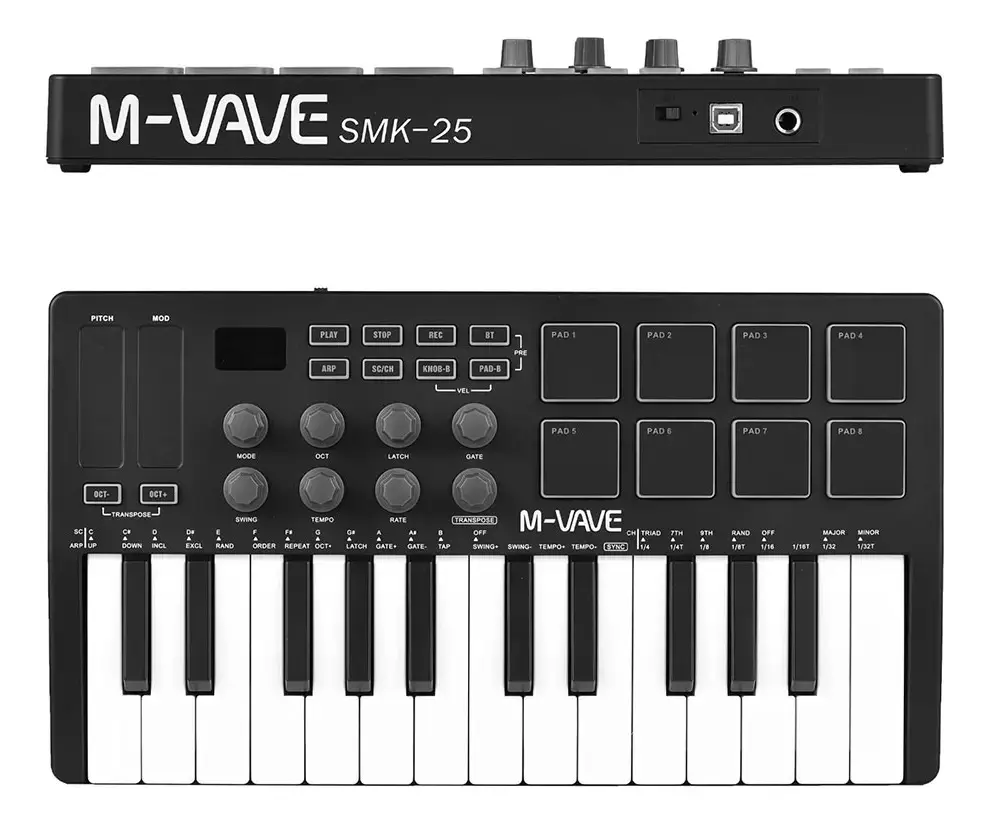 Teclado Controlador MIDI M-Vave SMK-25 25 Teclas 8 Pads Bluetooth - 1