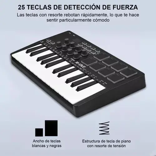 Teclado Controlador MIDI M-Vave SMK-25 25 Teclas 8 Pads Bluetooth thumbnail 8