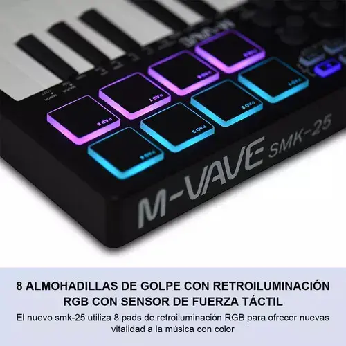 Teclado Controlador MIDI M-Vave SMK-25 25 Teclas 8 Pads Bluetooth thumbnail 9