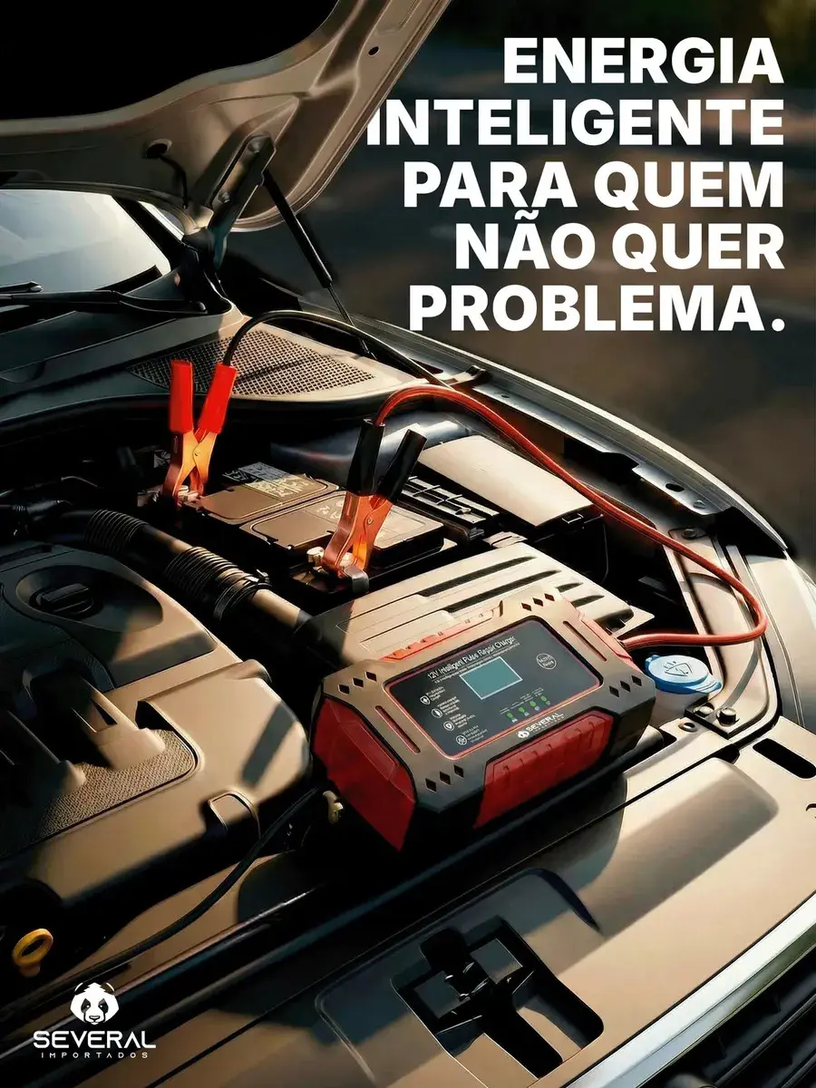 Carregador Inteligente De Bateria Automotiva Several Importados 12v Portátil Rápido Para Carro Moto E Veículos Several thumbnail 5