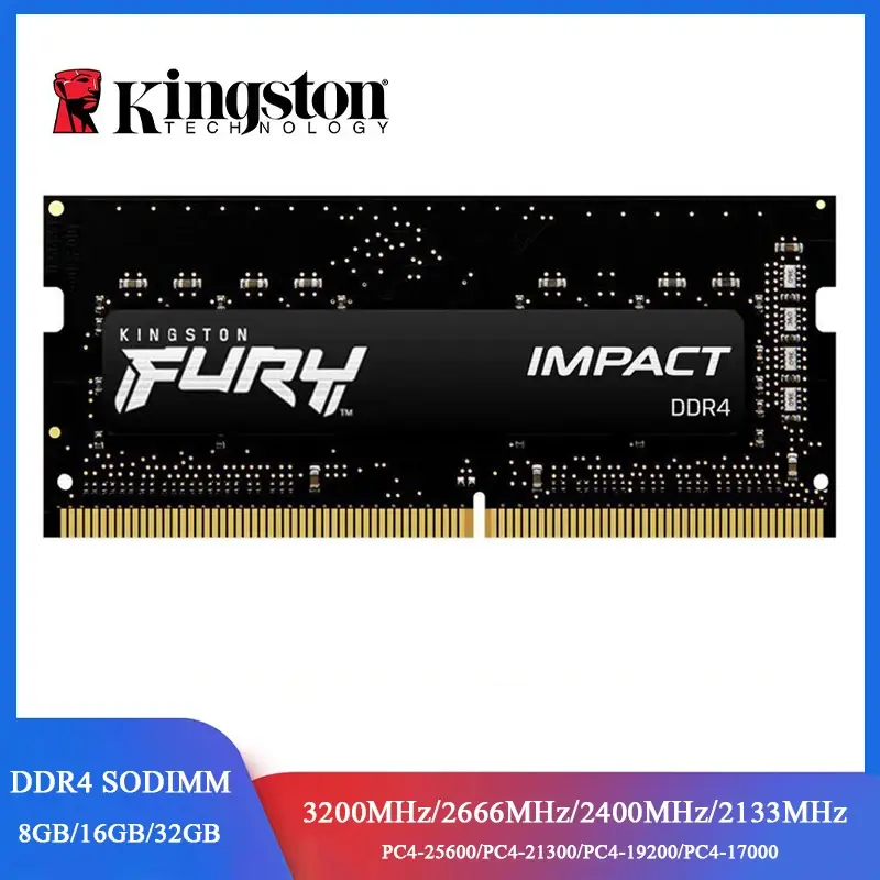 Kingston FURY Impact DDR4 RAM 32 16 8GB 3200MHz 2400 2666MHz Memória SODIMM 260Pin SODIMM PC4-19200 21300 25600 DDR4 Notebook RAM
