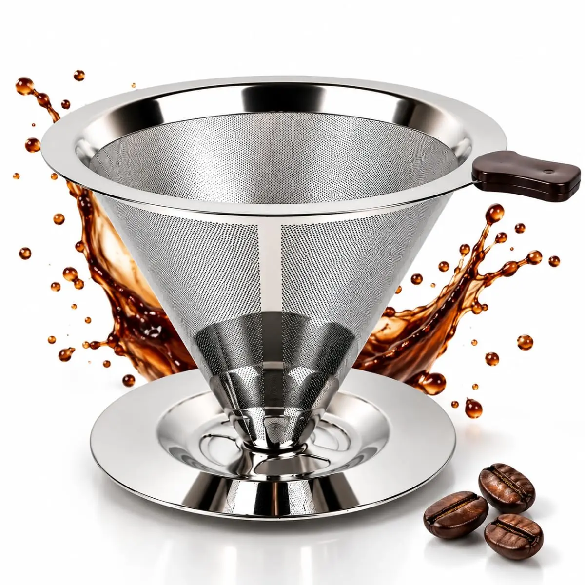 Coador de Café Inox 103 Grande Filtro Reutilizável Sem Uso de Papel Premium | Fácil de usar e limpar - Ecológico e Econômico - Preserva o sabor natural do café - Peneira de Aço Durável