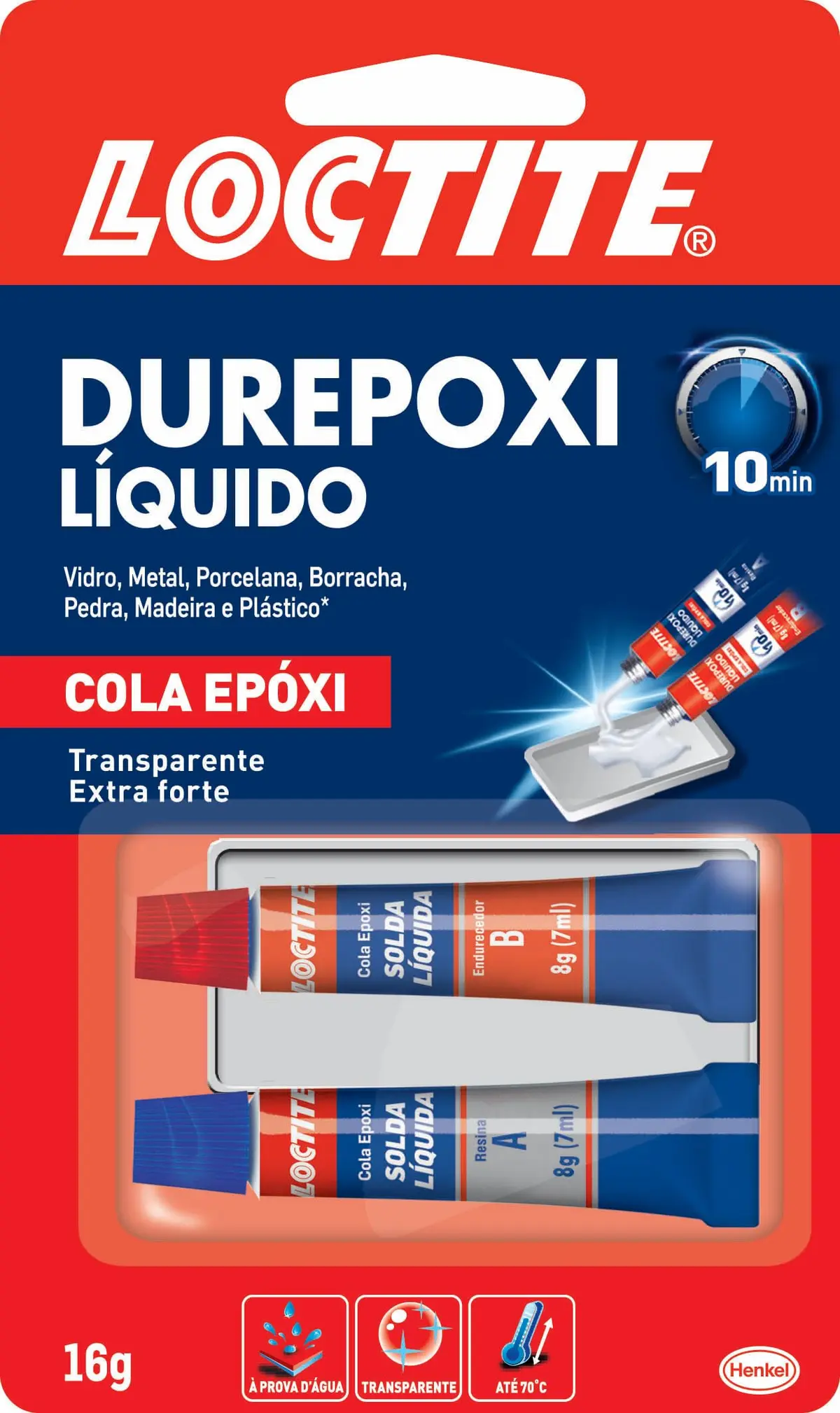 Cola Epoxi Líquida, Transparente, de Alta Resistência, Embalagem de 2 X 8 G, Loctite