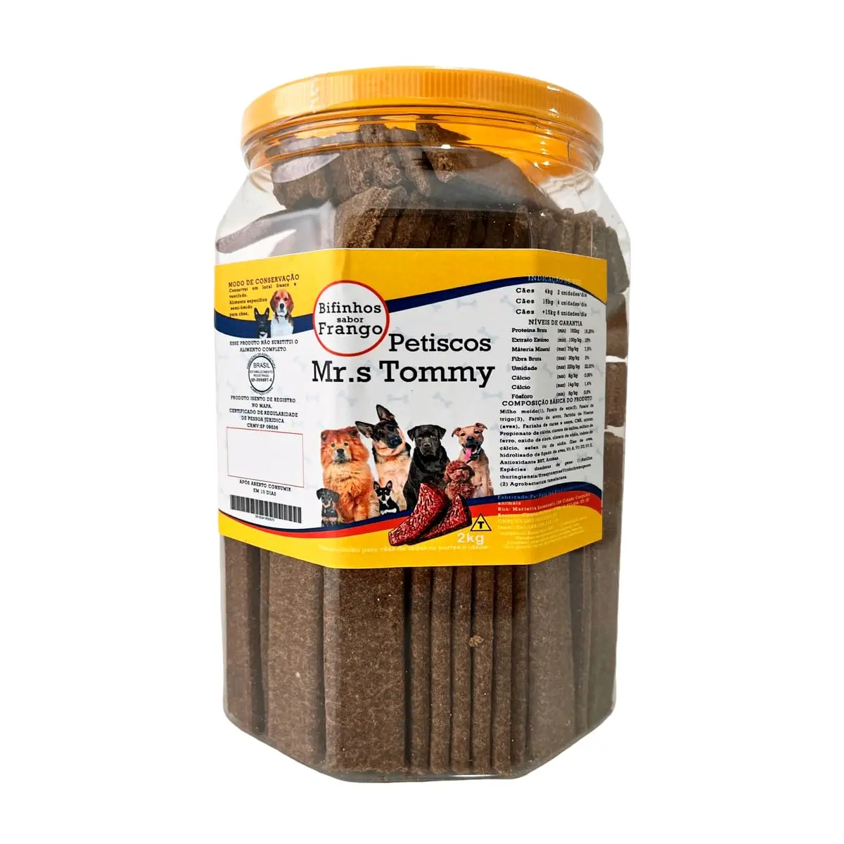 Petisco Bifinho Premium Para Cachorro Pote 2kg (Frango) | Pote 2kg