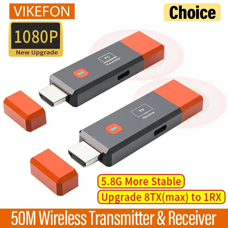 Kit extensor de transmissor e receptor de vídeo sem fio, compatível com HDMI, adaptador dongle para câmera de PC, laptop para monitorar TV - 1