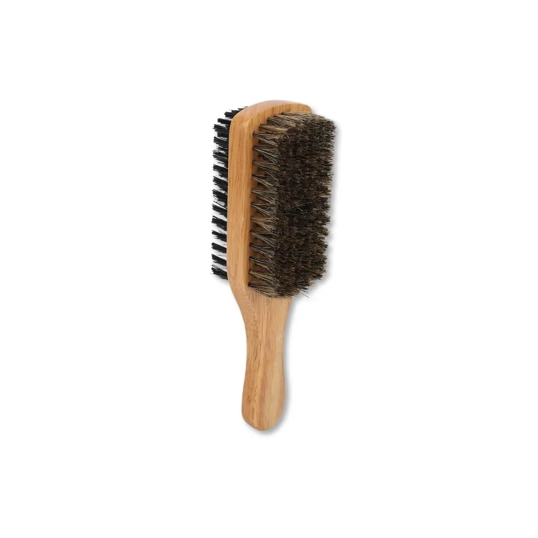 Escova Dupla Masculina para Barba e Bigode – Cerdas Naturais + Nylon, Cabo de Madeira Premium, Limpeza, Modelagem e Estilo Profissional