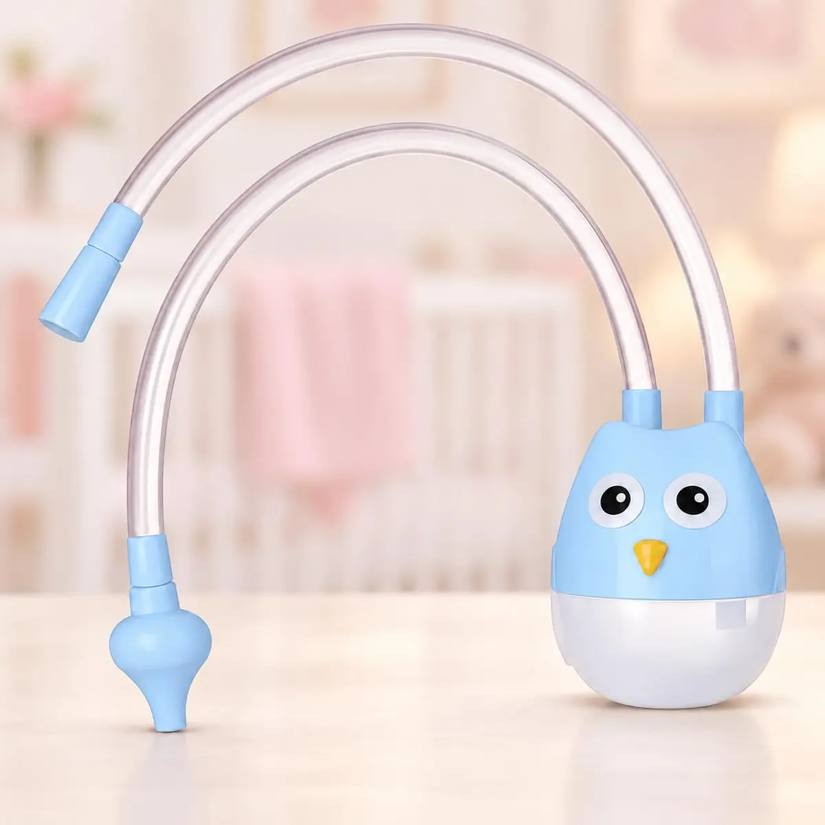 Aspirador Nasal Infantil Corujinha - Ponta Macia, Sugador para Bebês (Azul)