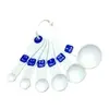 Colheres medidoras plásticas 6 peças branco/azul - 1