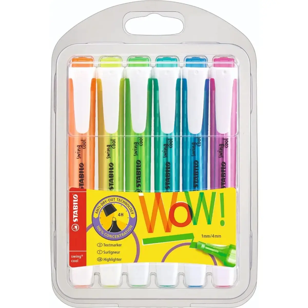 STABILO Swing Cool Marca Texto – Estojo com 6 unidades – Em 6 cores