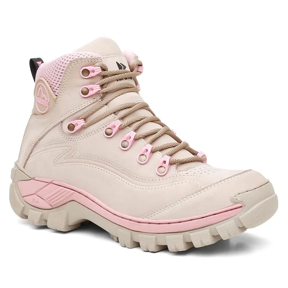 Bota Feminina Coturno Trilha Montana em Couro Legítimo Blaqueado N7