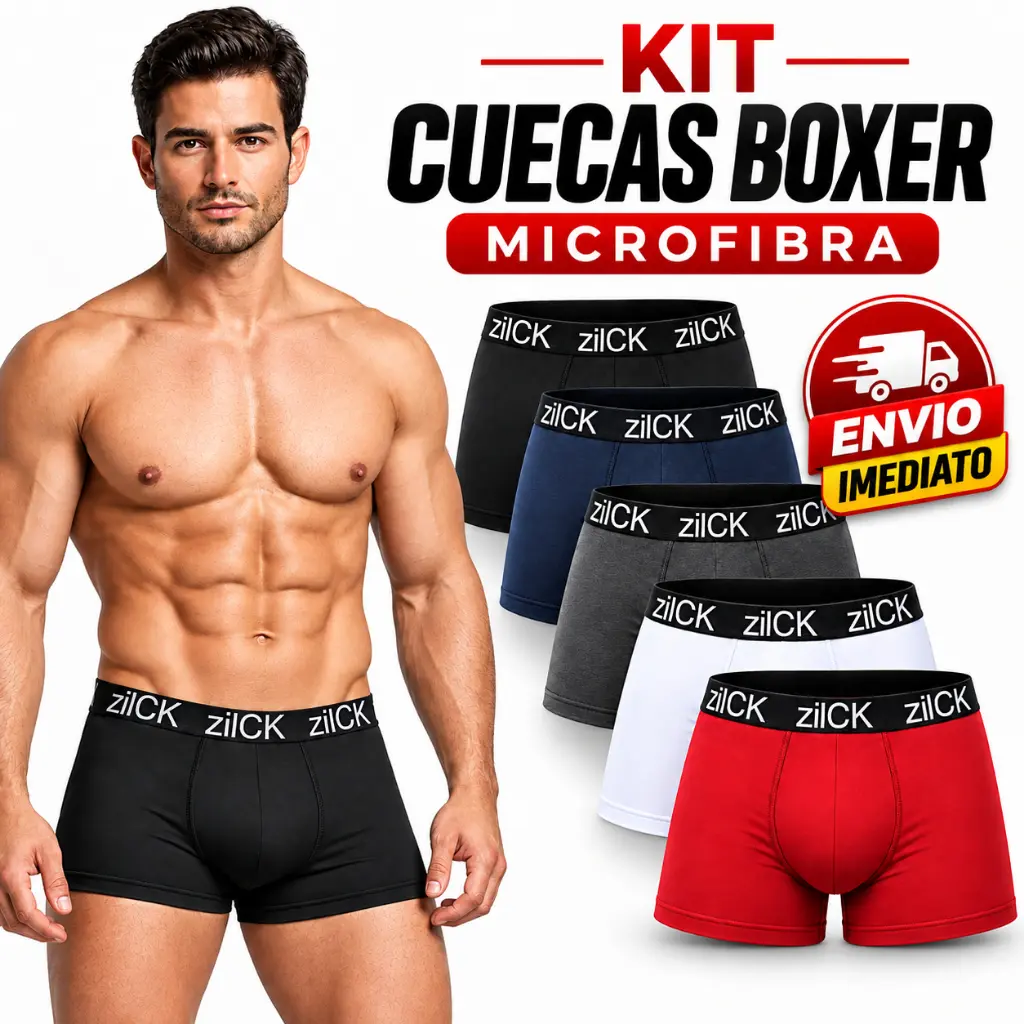 Kit com 10 Cuecas Boxer Masculina Microfibra Adulto Forro 100% Algodão Cueca Box Masculino Roupa Íntima Coeca - 1