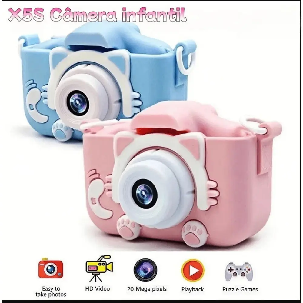 Câmera Digital Infantil 1080P, Fotografia e Vídeo para Crianças, Brinquedo Educativo, Presente Criativo para Meninos e Meninas