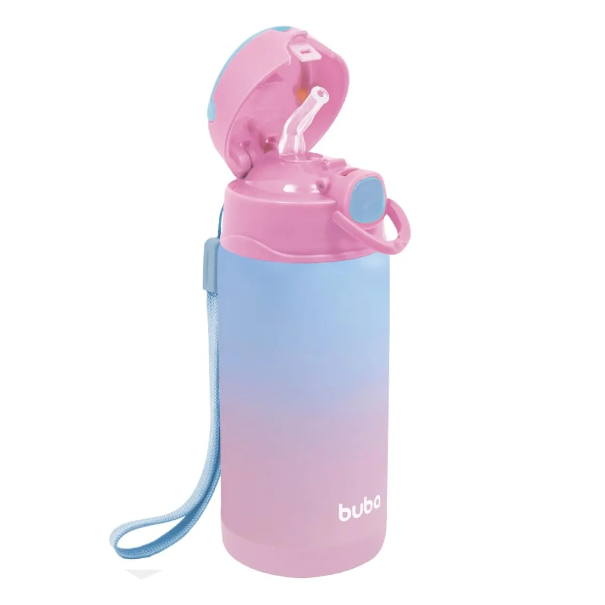 BUBA Copo Termico Parede Dupla Com Canudo - Rosa - 1
