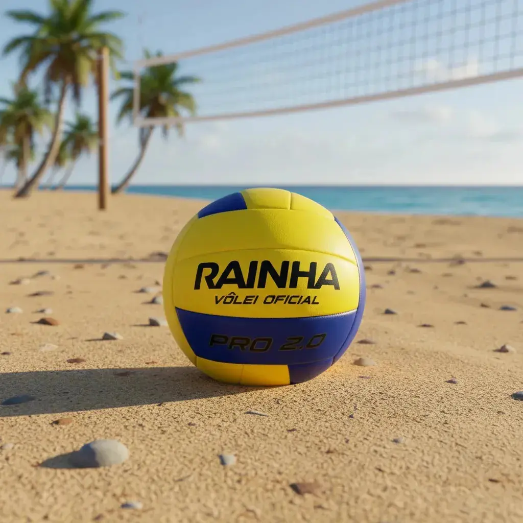 Bola De Volei Oficial 2.0 Rainha Quadra Ultra Power Amarelo e azul Areia Tamanho 5 Macia Costurada Câmara Butil Para Treino e Jogo - 1